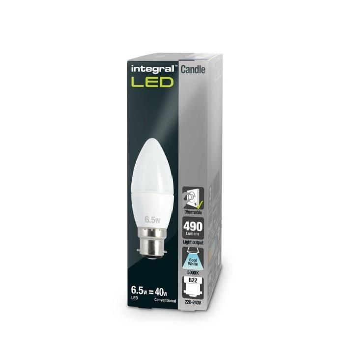 INTEGRAL LED Ampoule flamme B22 510lm 6,2W équivalent a 40W dimmable