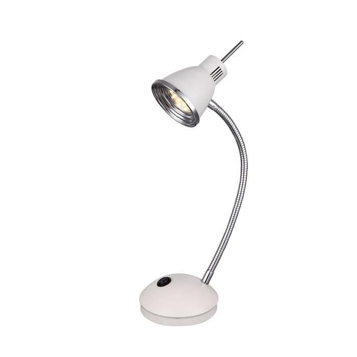 GLOBO LIGHTING Lampe a poser avec interrupteur- Inclus 1xGU10 LED 5W 230V 420lm 3000K - 240x440 - Chrome Blanc