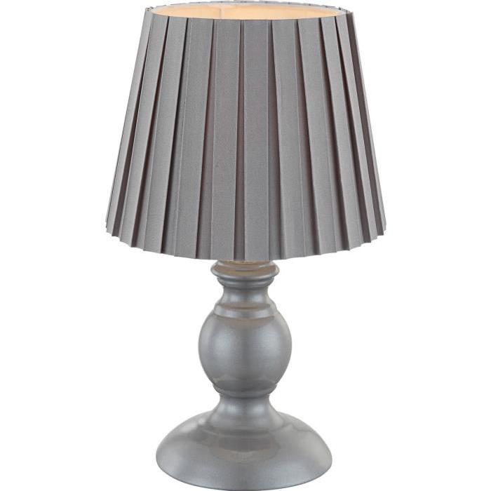 Lampe a poser métal - Tissu gris - Interrupteur - Diametre 17 cm - Hauteur 28 cm - Gris