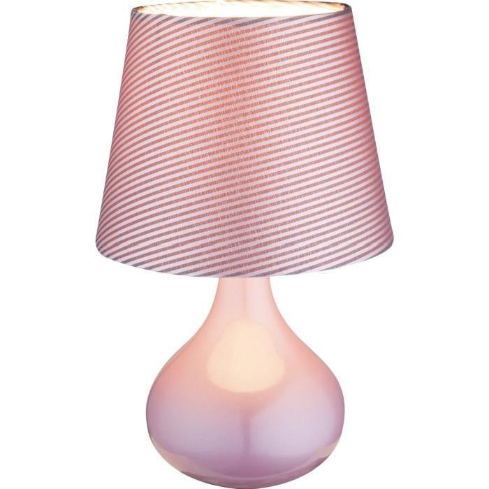 Lampe a poser céramique - Tissu lilas - Interrupteur - Diametre 17 cm - Hauteur 27 cm - Violet