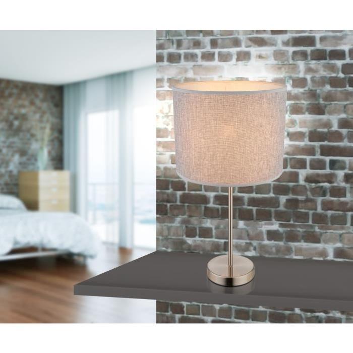 GLOBO LIGHTING Lampe a poser mat - Plastique - Tissu marron - Interrupteur - Diametre 26 cm - Hauteur 50 cm - 60W - 230V