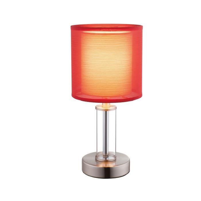 GLOBO Lampe a poser Nickel mat L14 x l14 x h30 cm - Rouge