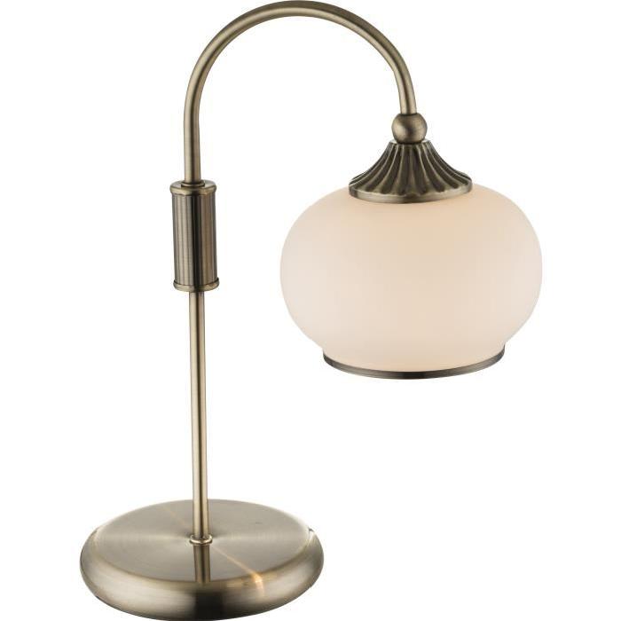 GLOBO LIGHTING Lampe a poser métal couleur bronze - Verre opal - Interrupteur - 275 mm x 150 mm x 355 mm