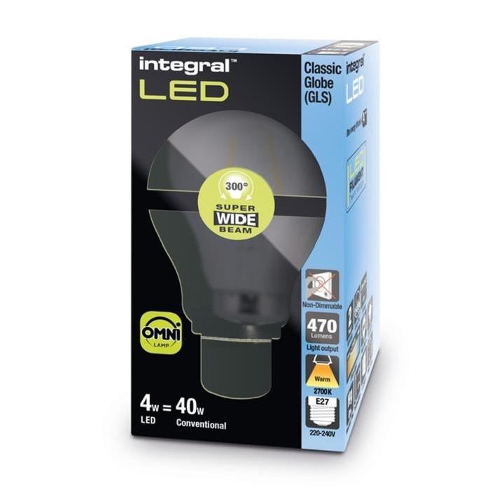 INTEGRAL LED Ampoule E27 filament 470lm 4W équivalent a 40W