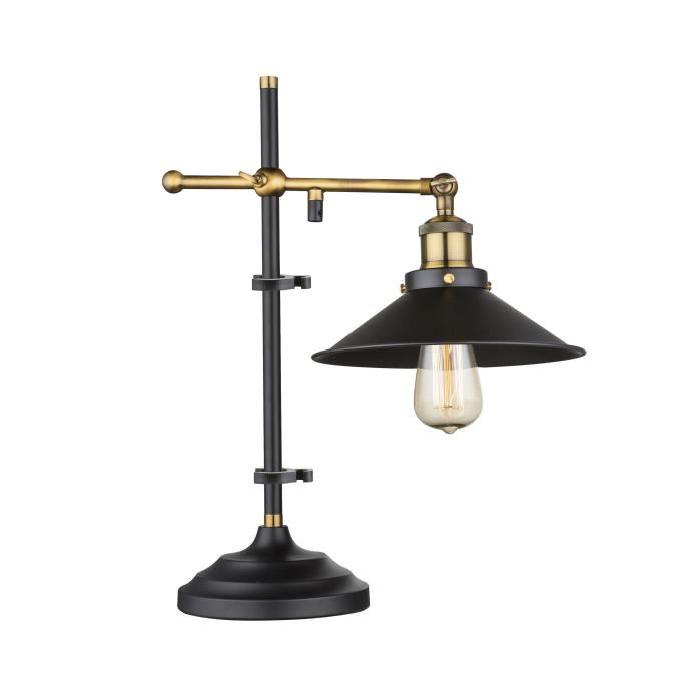 GLOBO LIGHTING Lampe a poser métal laiton vieilli - Interrupteur - 35x22x45,5 cm - Noir