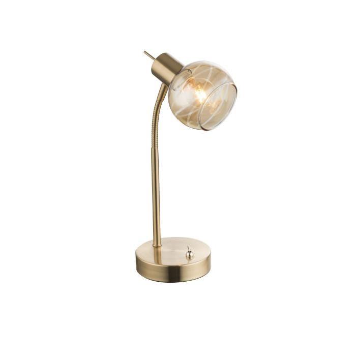 GLOBO LIGHTING Lampe a poser doré - Verre ambre translucide - Interrupteur - 217 mm x 120 mm x 340 mm