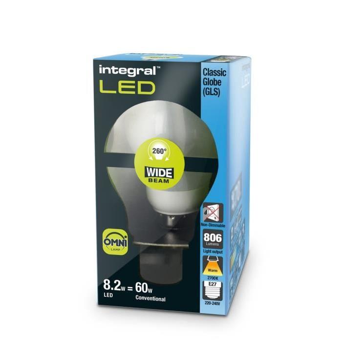 INTEGRAL LED Ampoule classic globe E27 806lm 8,2W équivalent a 60W