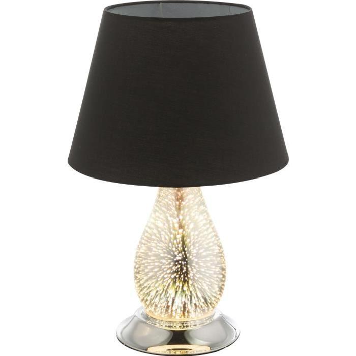 Lampe a poser Verre Chrome 46x30x30 cm Noir