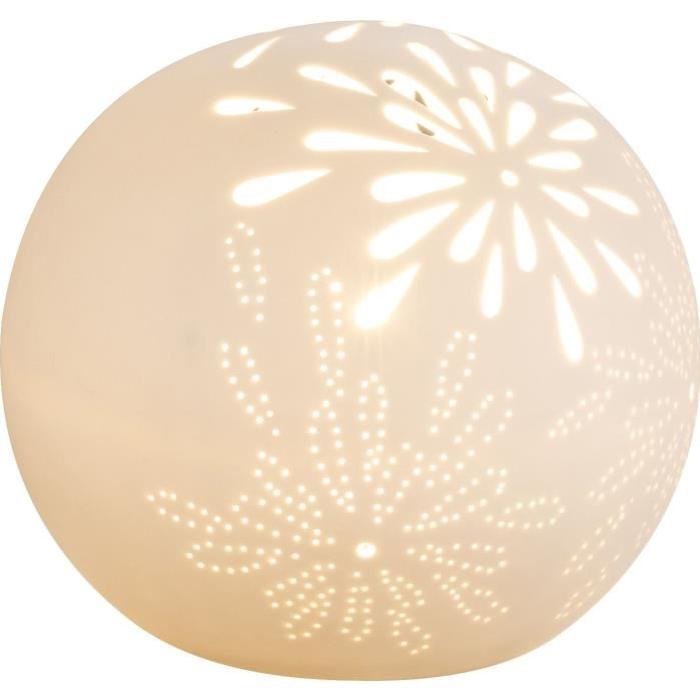 Lampe a poser en porcelaine 19x21x21 cm Blanc mat