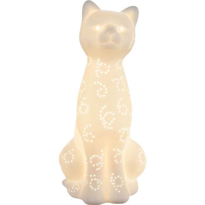 Lampe a poser en porcelaine 31x14x14 cm Blanc mat