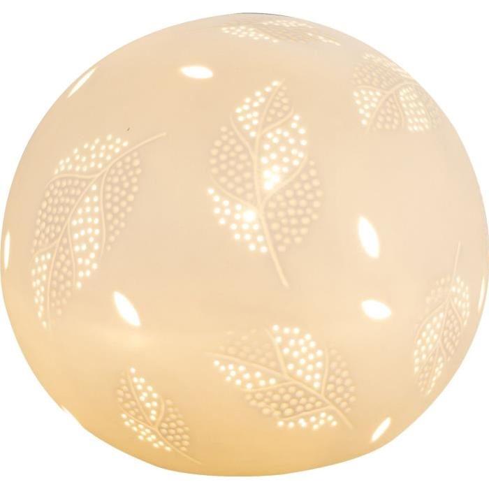 Lampe a poser en porcelaine 19x21x21 cm Blanc mat