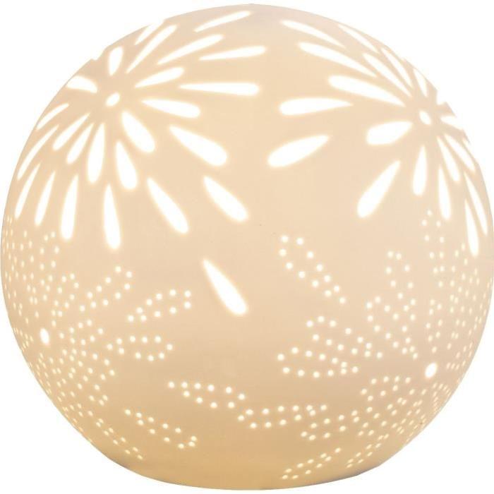 Lampe a poser en porcelaine 14x16x16 cm Blanc mat