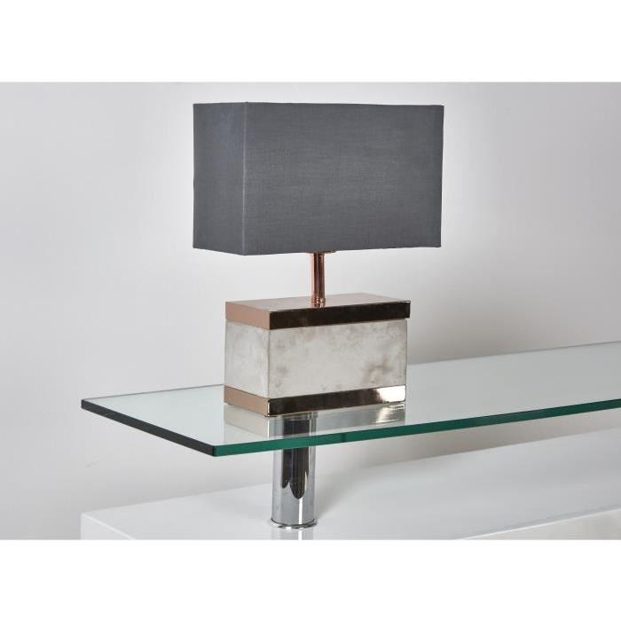 Lampe béton + abat-jour E27 60W 35 cm chrome