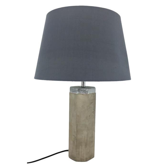 Lampe béton + abat-jour E27 60W 59 cm chrome