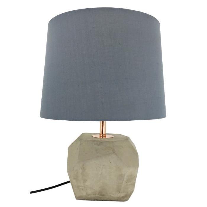 Lampe béton + abat-jour E27 60W 45 cm gris