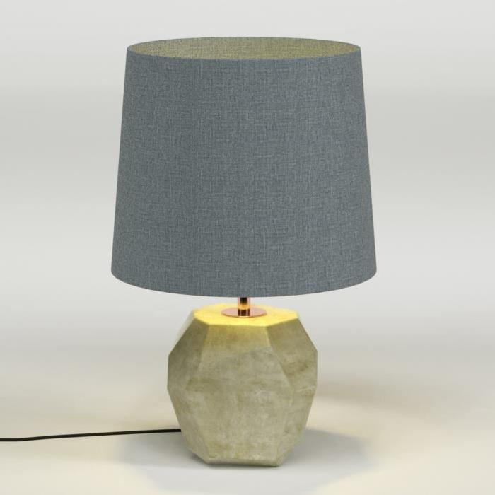 Lampe béton + abat-jour E27 60W 45 cm gris