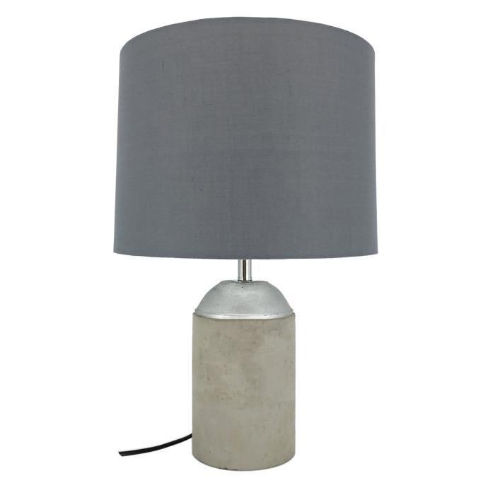 Lampe béton + abat-jour E27 60W 48 cm gris