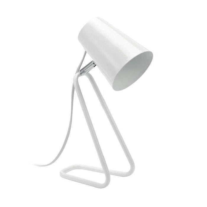 MATHIAS Lampe BUSY - Pied en fer laqué blanc - H 32,5 x P 18 cm