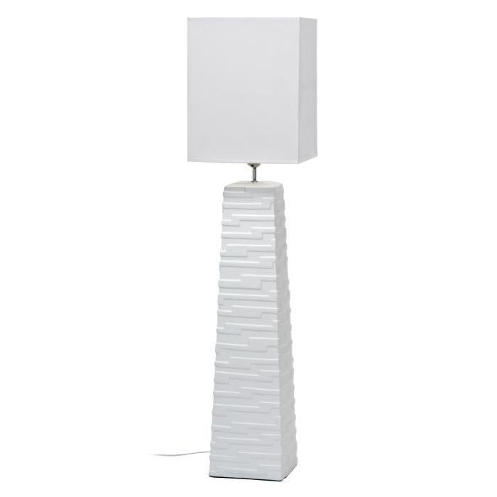 Lampe Ester E27 28 W diametre 30 cm hauteur 124 cm blanc mat