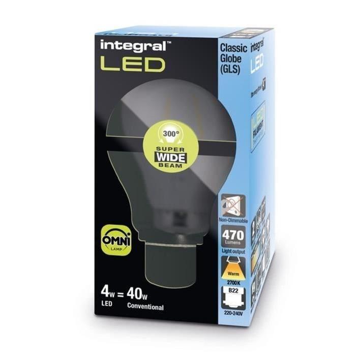 INTEGRAL LED Ampoule B22 filament 470lm 4W équivalent a 40W