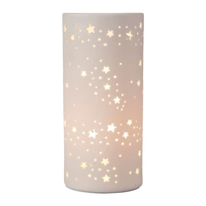 SEMA Lampe Porcelaine Cylindrique - Etoiles