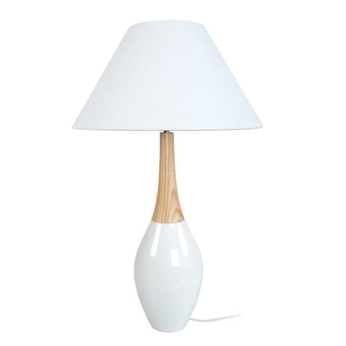 COS Lampe a poser céramique bois hetre - 40x40x50 cm - Blanc