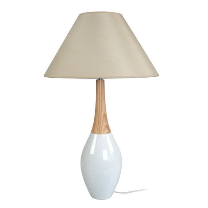 COS Lampe a poser céramique bois hetre - 40x40x50 cm - Taupe