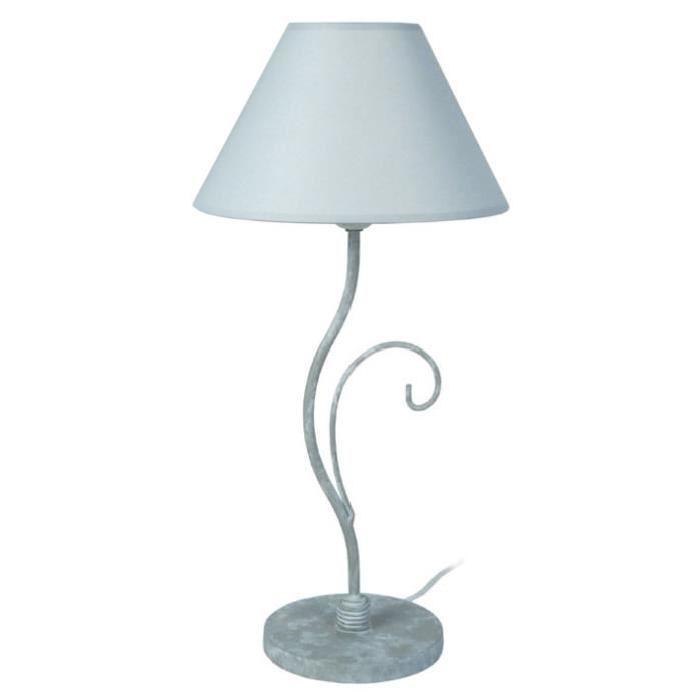 CÔTE D'IVOIRE Lampe a poser acier 25x25x50 cm - Gris et blanc