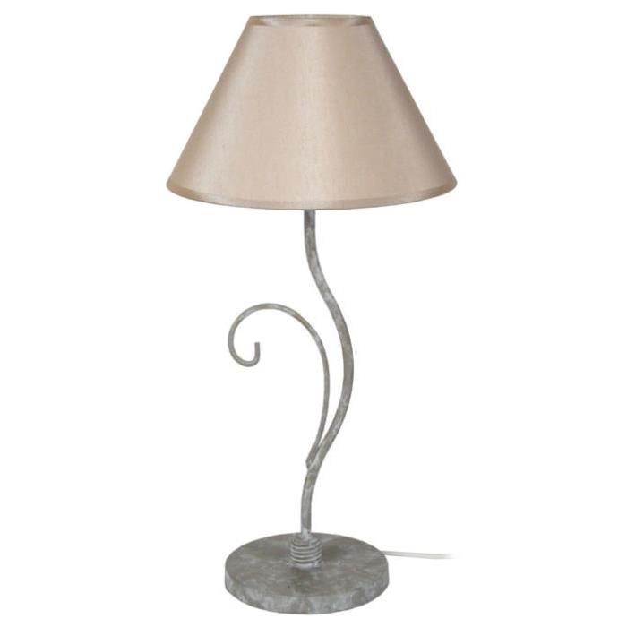 CÔTE D'IVOIRE Lampe a poser acier 25x25x50 cm - Taupe et blanc