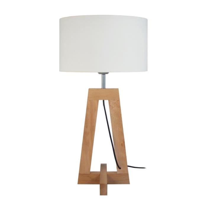 VILI Lampe a poser Bois de hetre acier 30x30x56 cm - Bois naturel