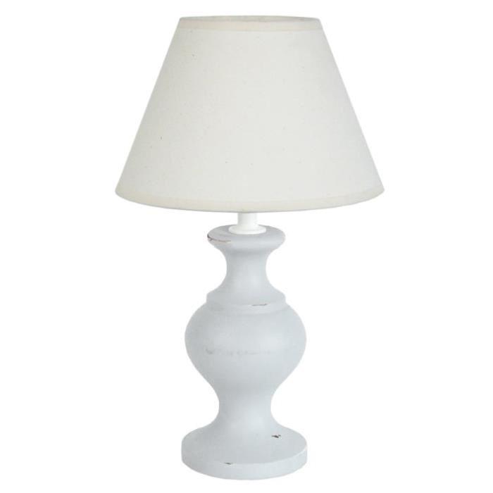 ARLEQUIN Lampe Bois de hetre 18x18x30 cm - Blanc cérusé