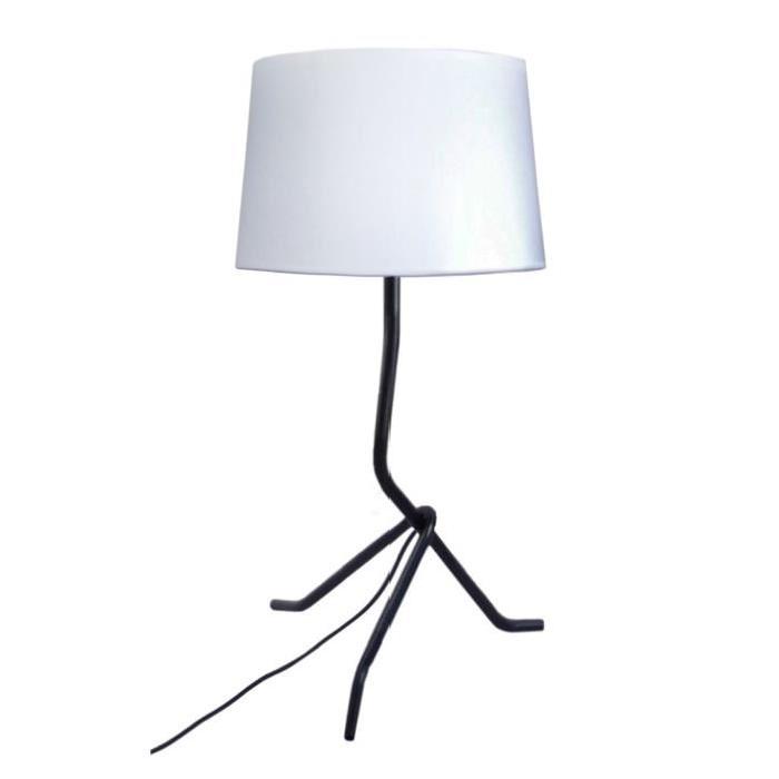 Lampe a poser acier - 25x25x48cm - Noir /Blanc