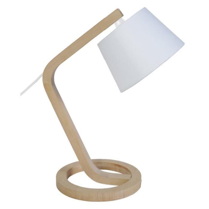 FILIPINO Lampe a poser Bois hetre - 36x36x41cm - Naturel/Écru