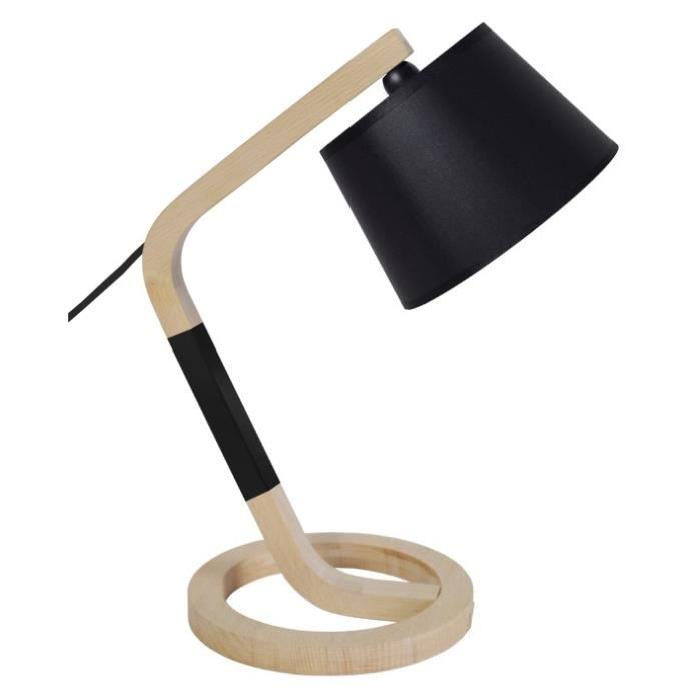 FILIPINO Lampe Bois Hetre - 36x36x41cm - Noir