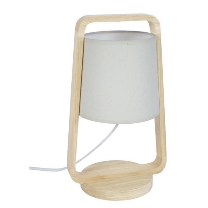 LEGNO Lampe a poser Bois hetre - 19x19x32cm - Naturel/Blanc