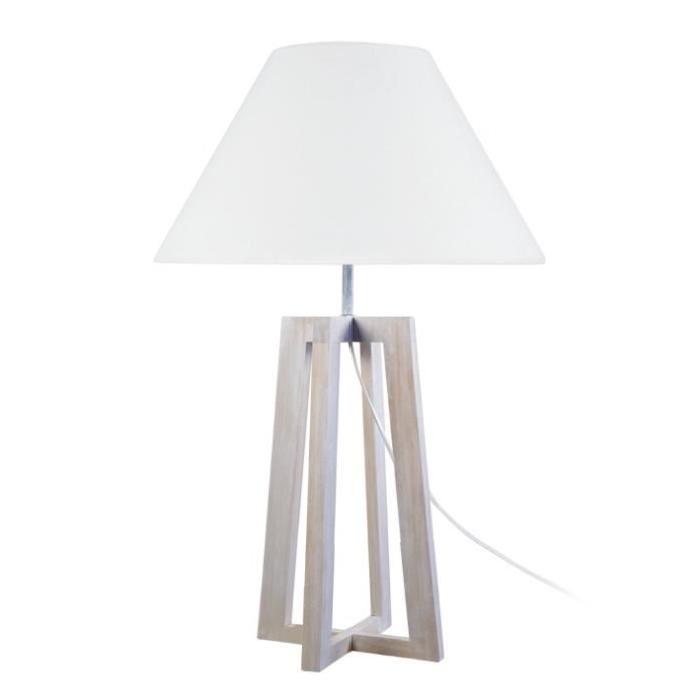 LOT Lampe Bois hetre - 30x30x50cm - Blanc