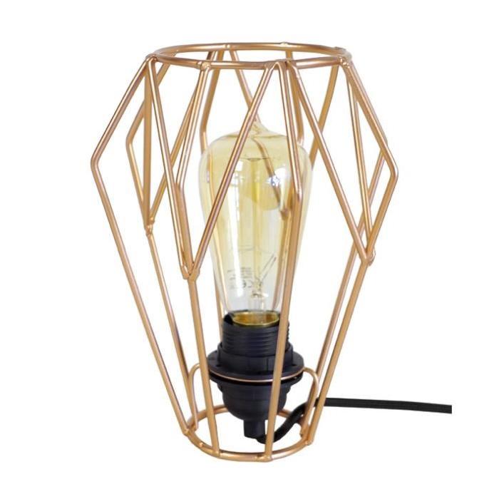 OLYMPIA 25 Lampe a poser Fil acier - 25x25x28cm - Or/Noir