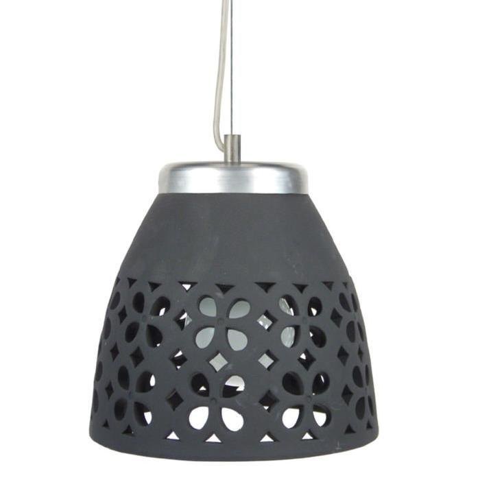 TOURAL   Lustre - suspension céramique, diametre 25,5 cm,trous triangle, noir, top métal