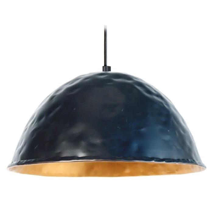 LATAS   Lustre - suspension métal Campanule martelée, 40 cm, noir et or