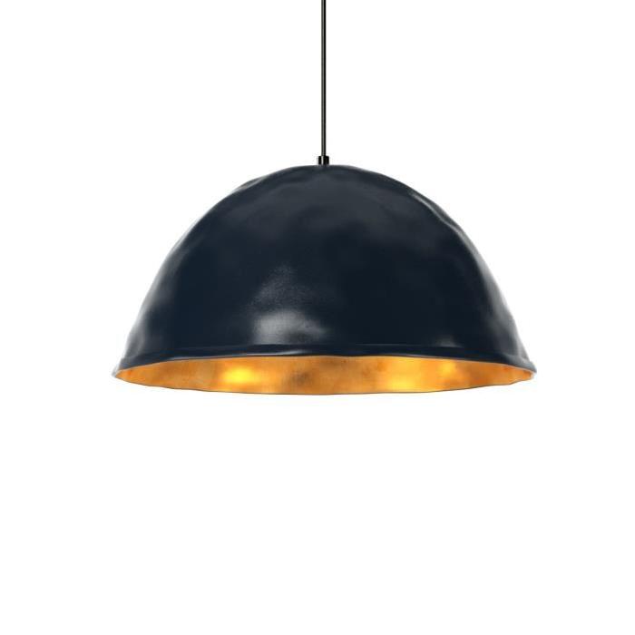 LATAS   Lustre - suspension métal Campanule martelée, 40 cm, noir et or