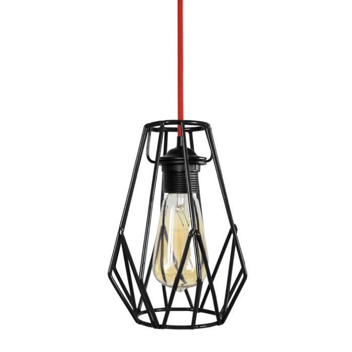 OLIMPIA Lustre - suspension fil noire Ř17 cm. Hauteur 22 cm  E27 40W