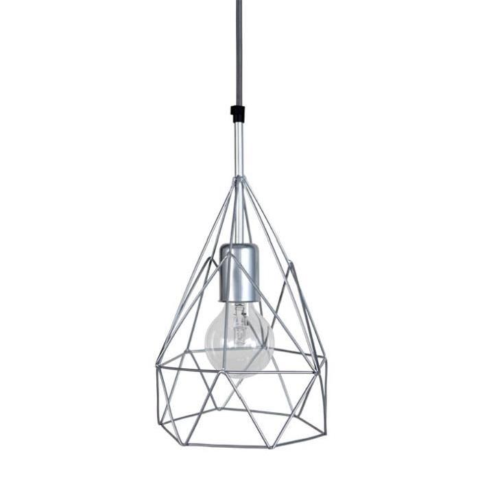 GIZEH Lustre - suspension filaire grise forme pyramide Ř20 cm E27 40W