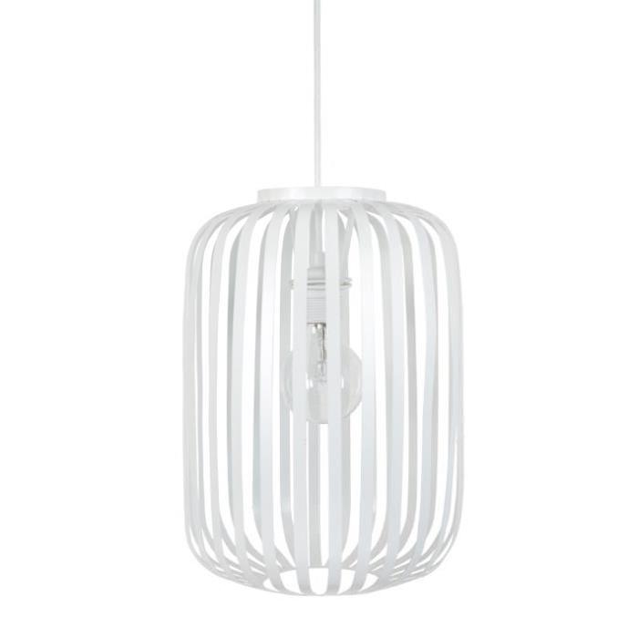 Lustre - suspension lamelles  forme cylindrique Ř26 cm blanche E27 40W