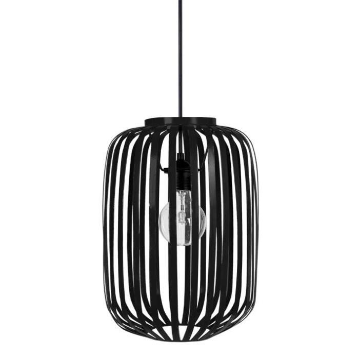 Lustre - suspension lamelles  forme cylindrique Ř26 cm noire E27 40W