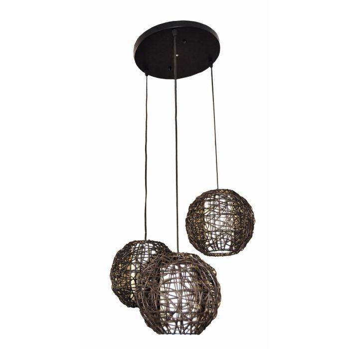 Lustre 3 boules avec diffuseur interieur - Ř 20 cm