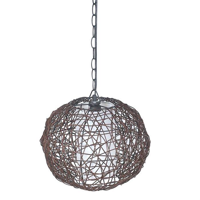 Lustre avec boule en métal filaire marron foncé + diffuseur interieur - Ř 36cm