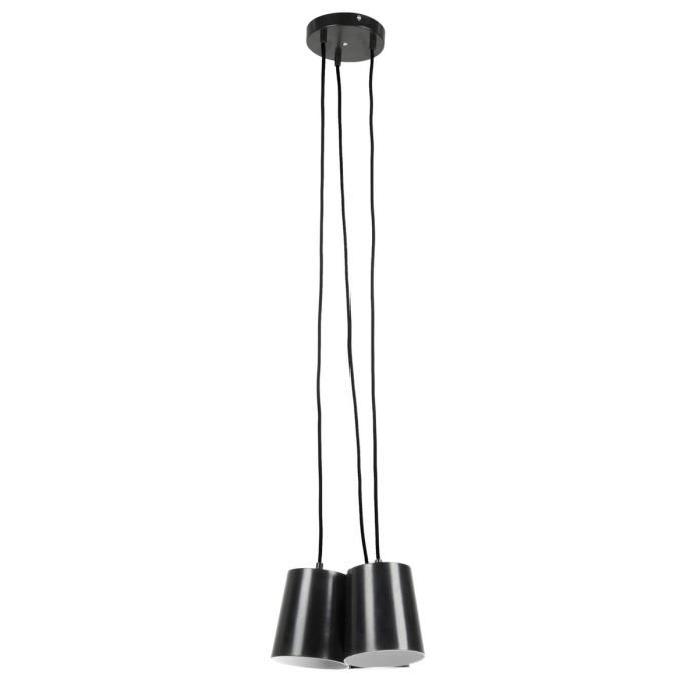 Lustre - suspension en métal 3 tetes Ř27cm. Hauteur 20 cm GU10 5 W noir. Intérieur blanc