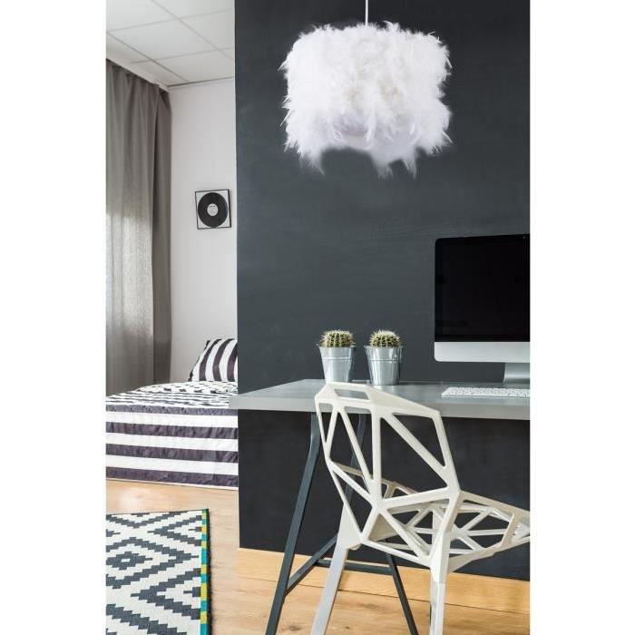 HARFANG Lustre - suspension en plumes 40x30 cm E27 40 W blanc