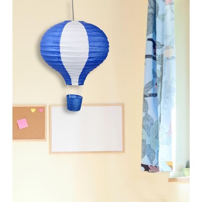 Suspension papier Montgolfiere enfant E27 40W bleu