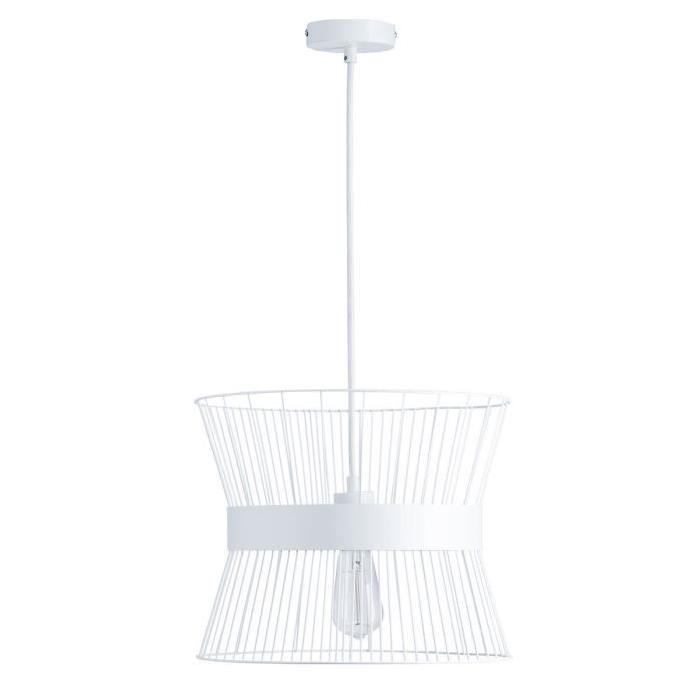 Lustre - suspension cage métal E27 60W diametre 35,3 cm x hauteur 29,7 cm blanc